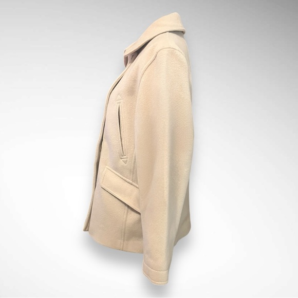 J. CREW‎ Women's Cream Double-Breasted Wool Cashmere Blend Peacoat Medium | EUC - Picture 2 of 8